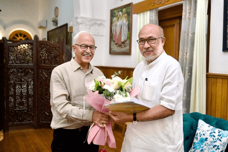 मणिपुर के पूर्व सीएम ने राज्यपाल से की मुलाकात, शांति बहाली पर चर्चा