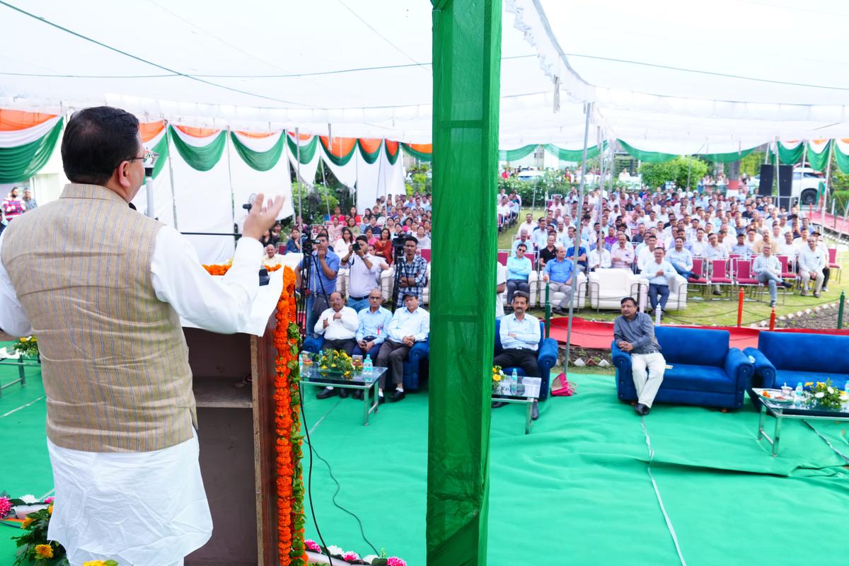 CM Dhami address to employees,