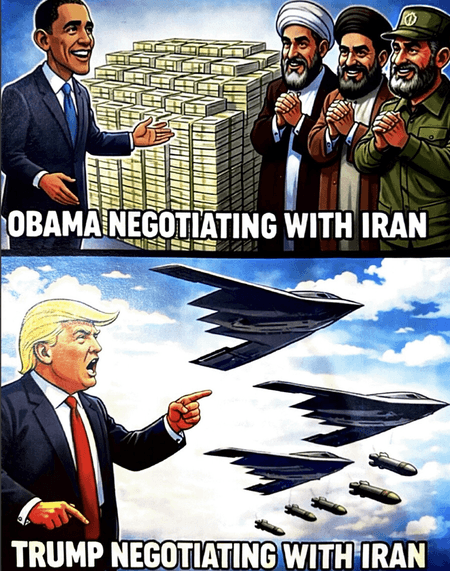 ट्रंप ने ईरान के खिलाफ अपने और ओबामा के शासन में की गई कार्रवाई पर शेयर किए मीम्स