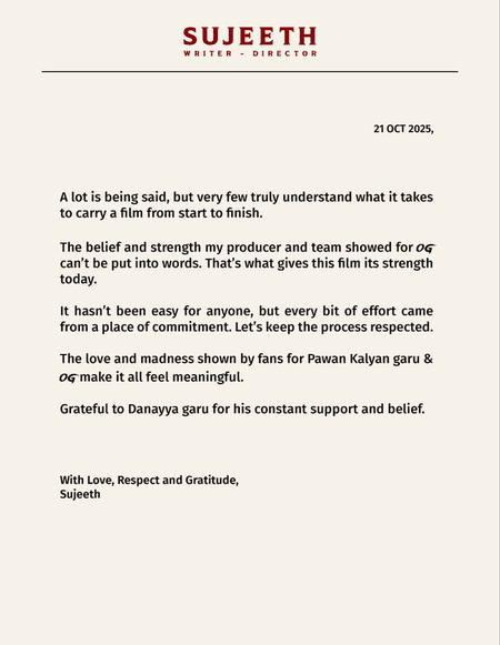 'दे कॉल हिम ओजी' के निर्माता दानय्या के साथ कोई मतभेद नहीं : सुजीत