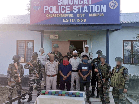 मणिपुर: सुरक्षा बलों के संयुक्त अभियान में 11 उग्रवादी गिरफ्तार, हथियार और नशीले पदार्थ बरामद