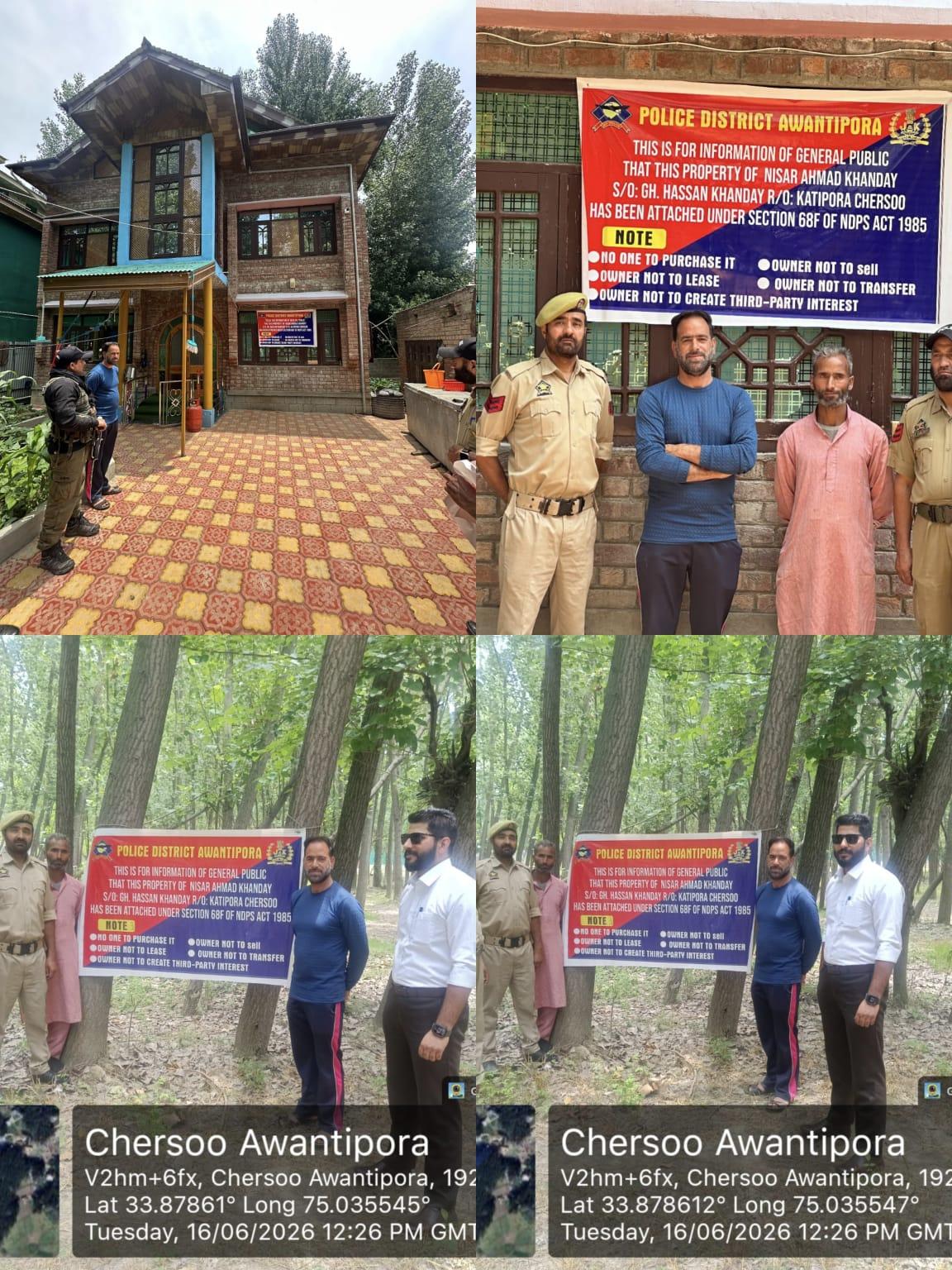 जम्मू-कश्मीर पुलिस ने अवंतीपोरा में ड्रग तस्कर की 25 लाख रुपए की संपत्ति जब्त की