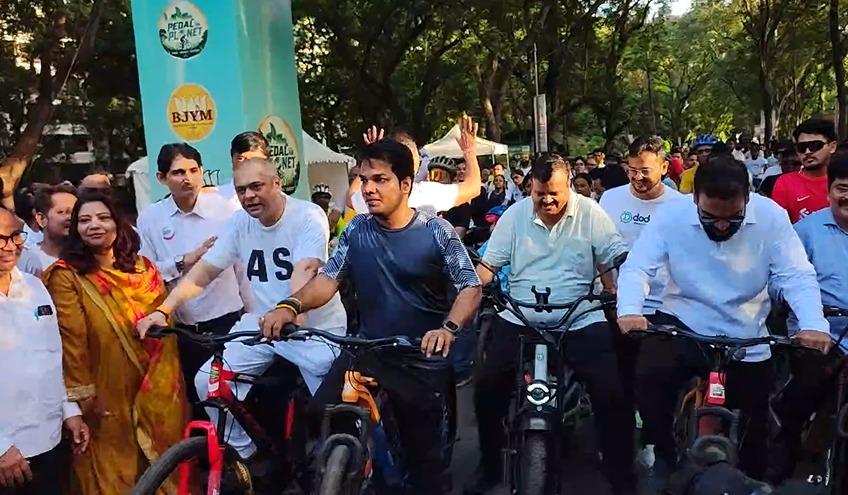 मुंबई: बोरीवली नेशनल पार्क में भाजपा युवा मोर्चा का भव्य साइक्लोथॉन, पर्यावरण संरक्षण का संदेश
