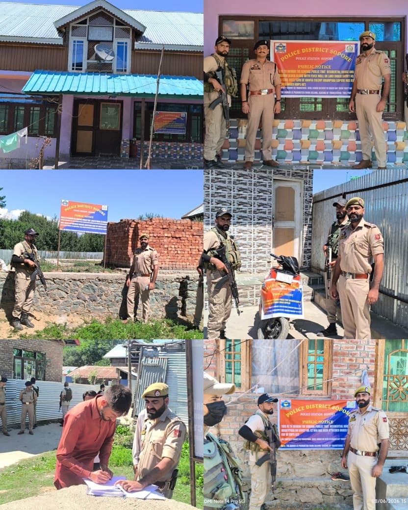 सोपोर पुलिस की बड़ी कार्रवाई, एनडीपीएस एक्ट के तहत दो ड्रग तस्करों की 66 लाख रुपए की संपत्ति जब्त
