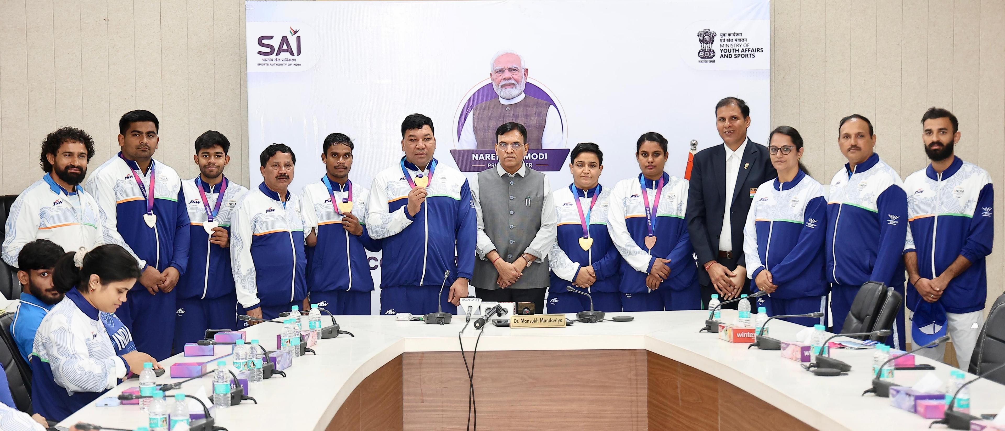 सीडब्ल्यूजी 2026: मांडविया ने बॉक्सिंग, जूडो और पैरा-एथलेटिक्स में पदक विजेताओं को सम्मानित किया, सौंपी प्राइज मनी