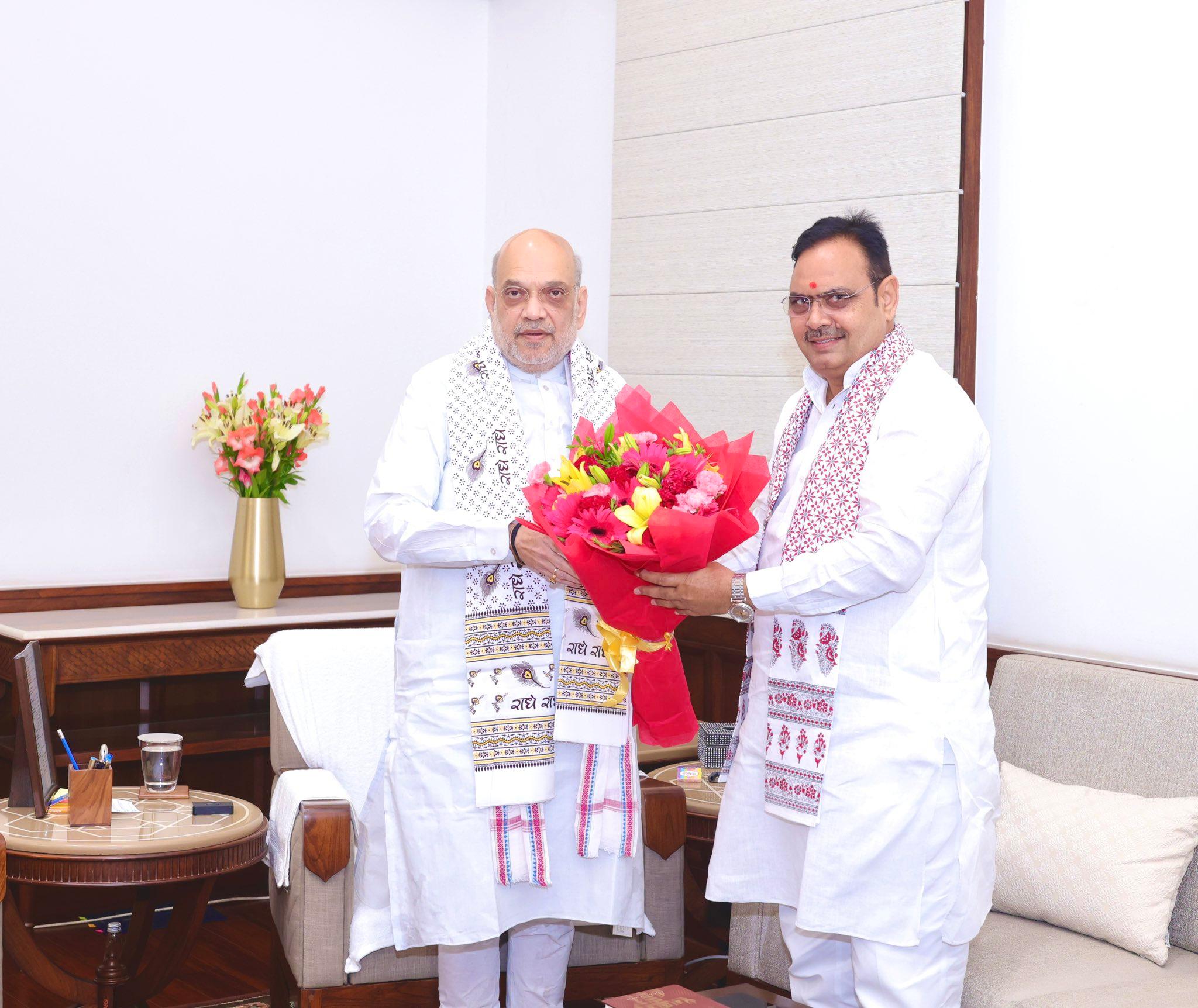 राजस्थान विधानसभा के मानसून सत्र से पहले दिल्ली में अमित शाह से मिले सीएम भजनलाल