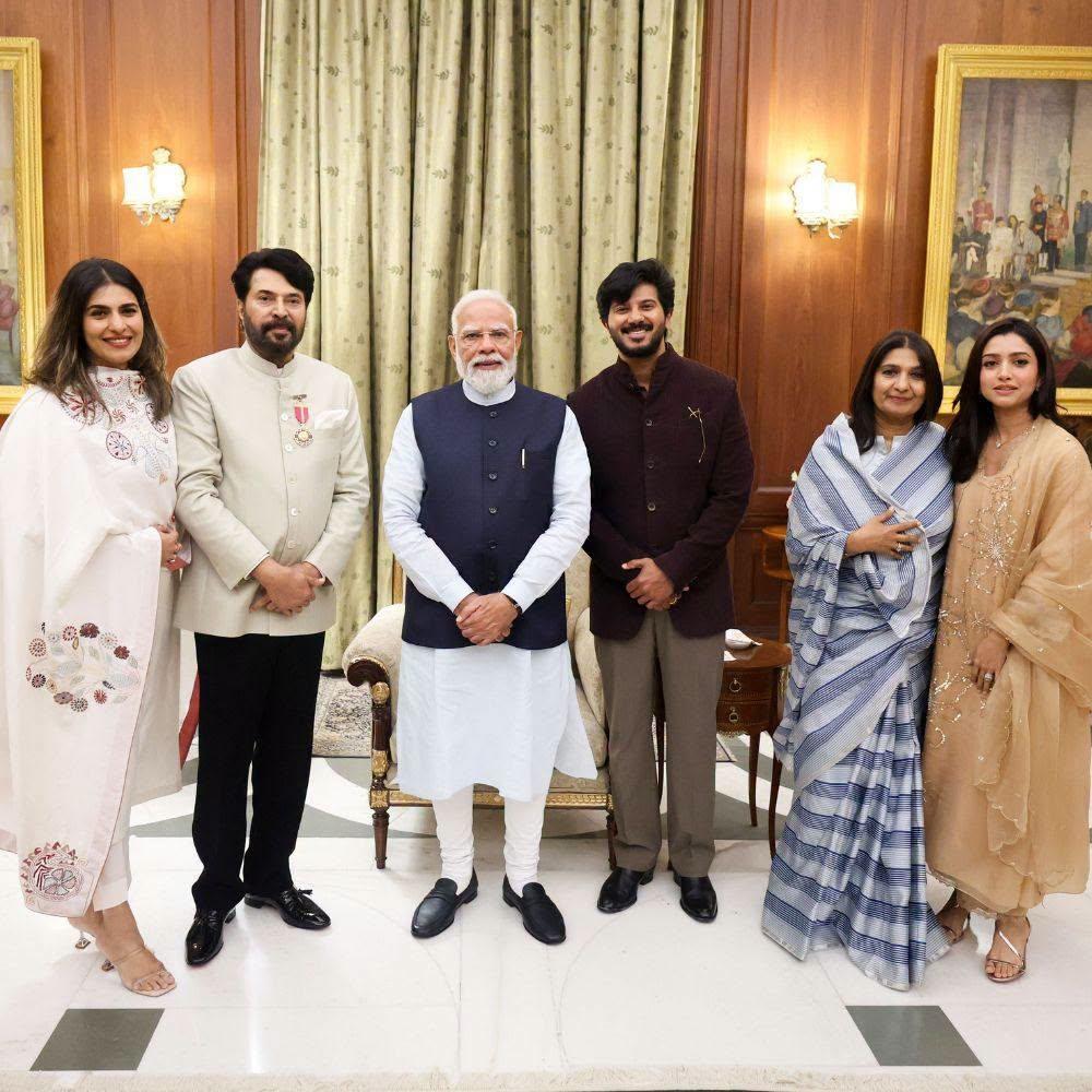 प्रधानमंत्री मोदी ने पद्म भूषण मलयालम अभिनेता ममूटी और उनके परिवार से मुलाकात की