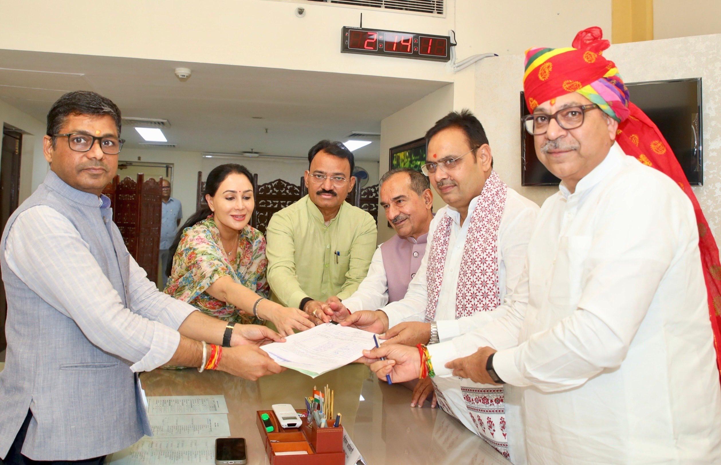 राजस्थान: भाजपा के राज्यसभा उम्मीदवार सतीश पूनिया, अलका सिंह गुर्जर ने दाखिल किया नामांकन