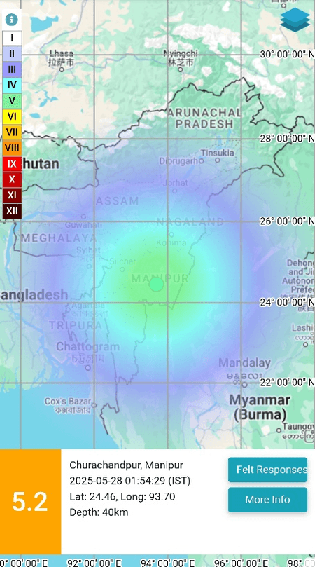 भूकंप के झटकों से दहला मणिपुर, 5.2 रही तीव्रता
